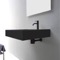 Black Ceramic Wall Mounted or Vessel Sink With Counter Space